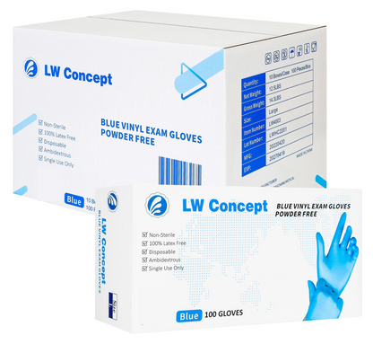 4.5mil Blue Vinyl Glove Case (10 boxes, 1000 count)