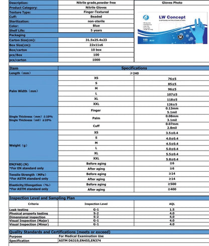 5mil Blue Nitrile Gloves - Pallet